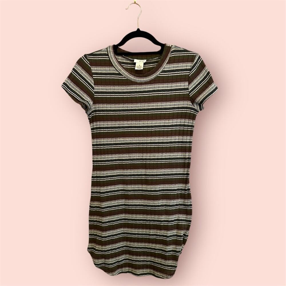 Wet Seal Striped Fall Colors Short Sleeve T-Shirt Dress Medium